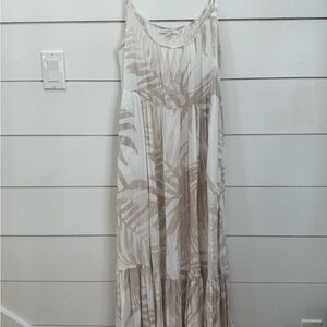 Z Supply Cream and Tan Leaf Print Maxi